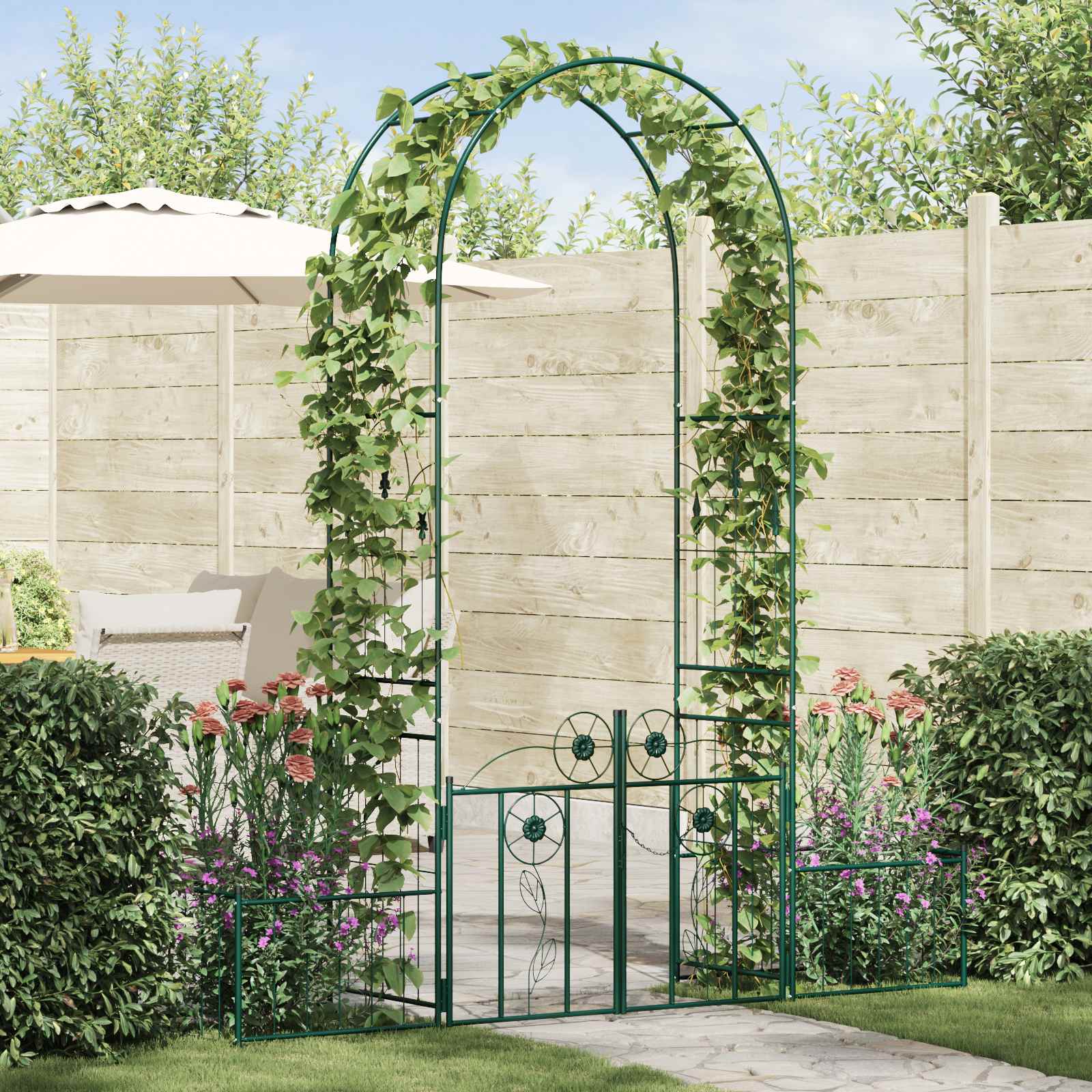 Vidaxxl arche de jardin avec serrure vert 203 x 50 x 218 cm