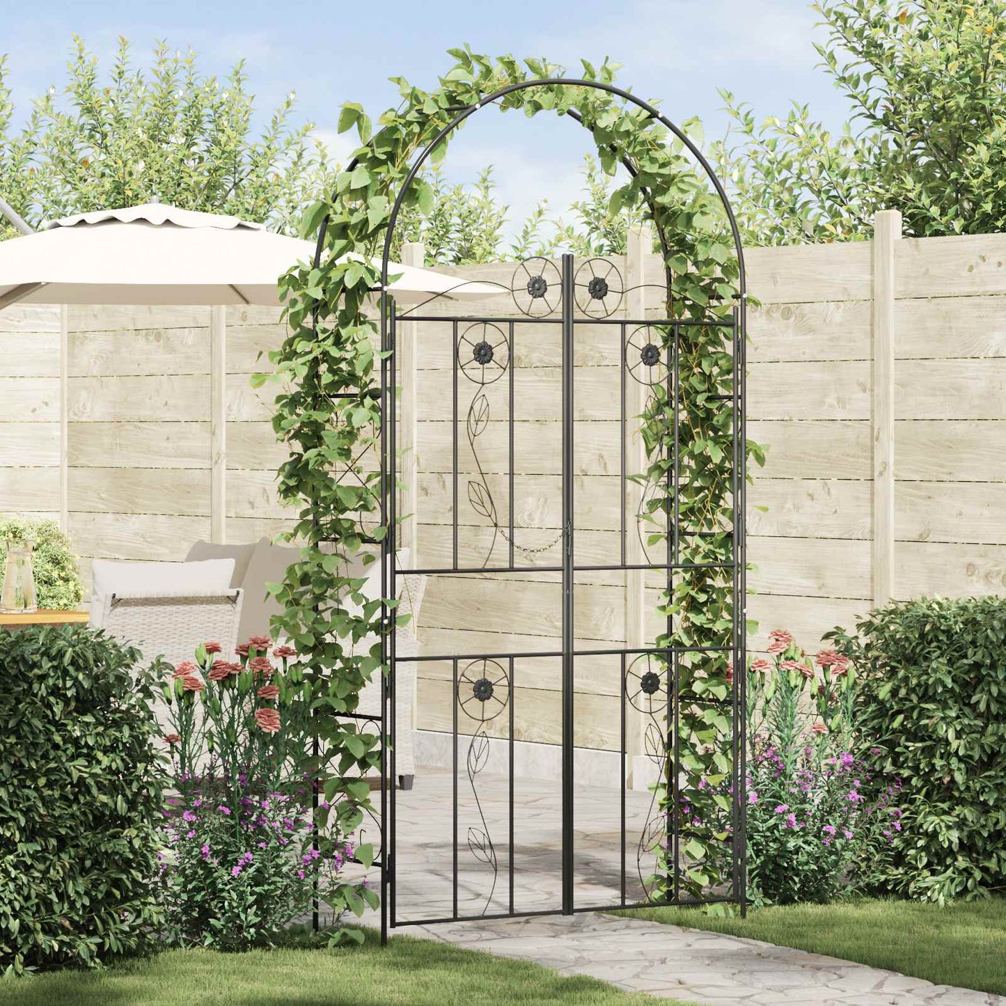 Vidaxl arche de jardin uni noir 115 x 37 x 226 cm