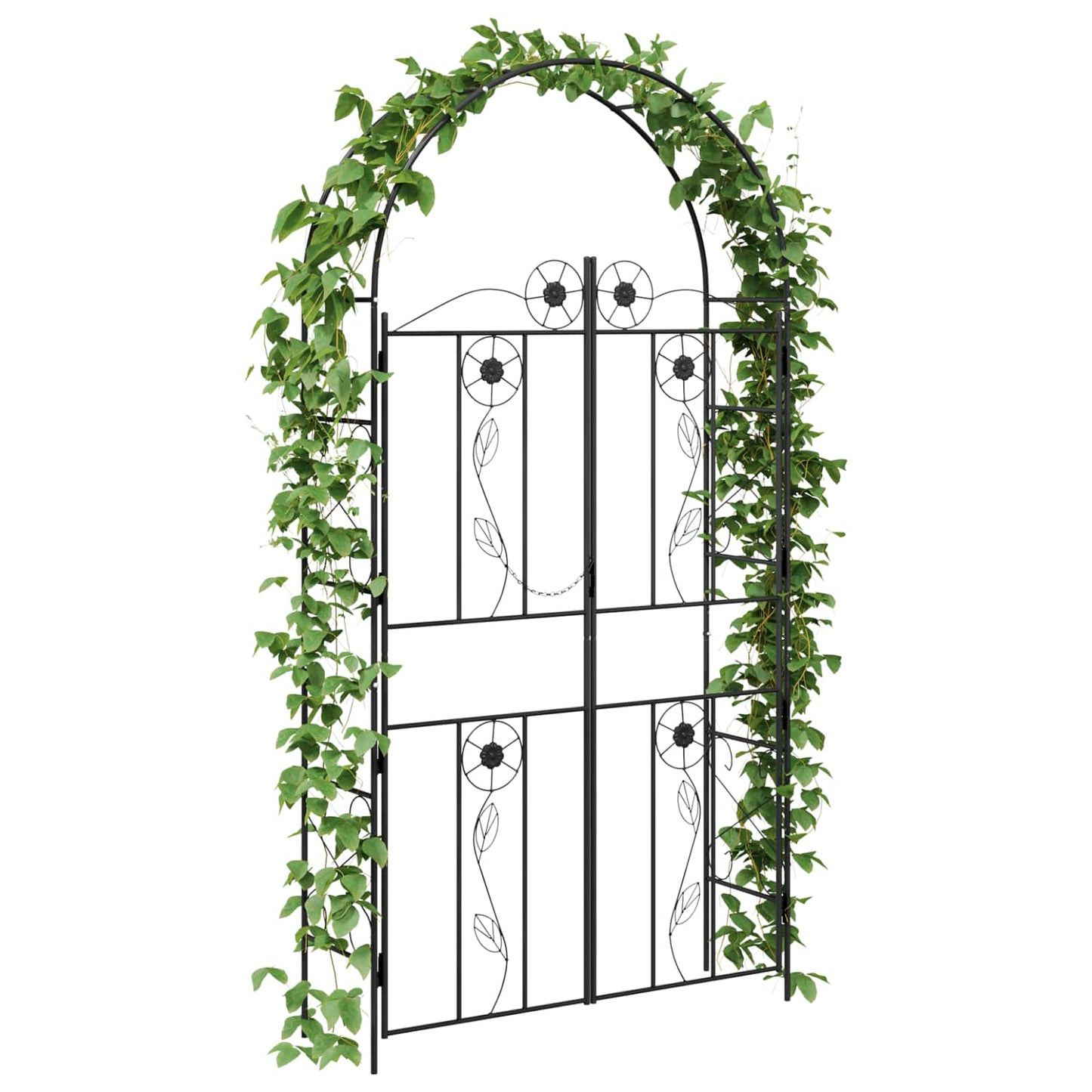 Vidaxl arche de jardin uni noir 115 x 37 x 226 cm