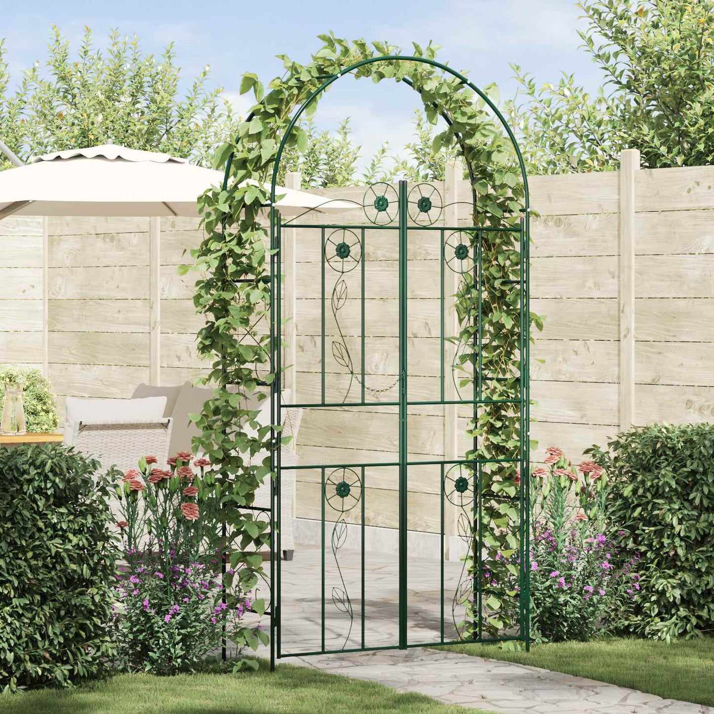 Vidaxl arche de jardin uni vert 115 x 37 x 226 cm