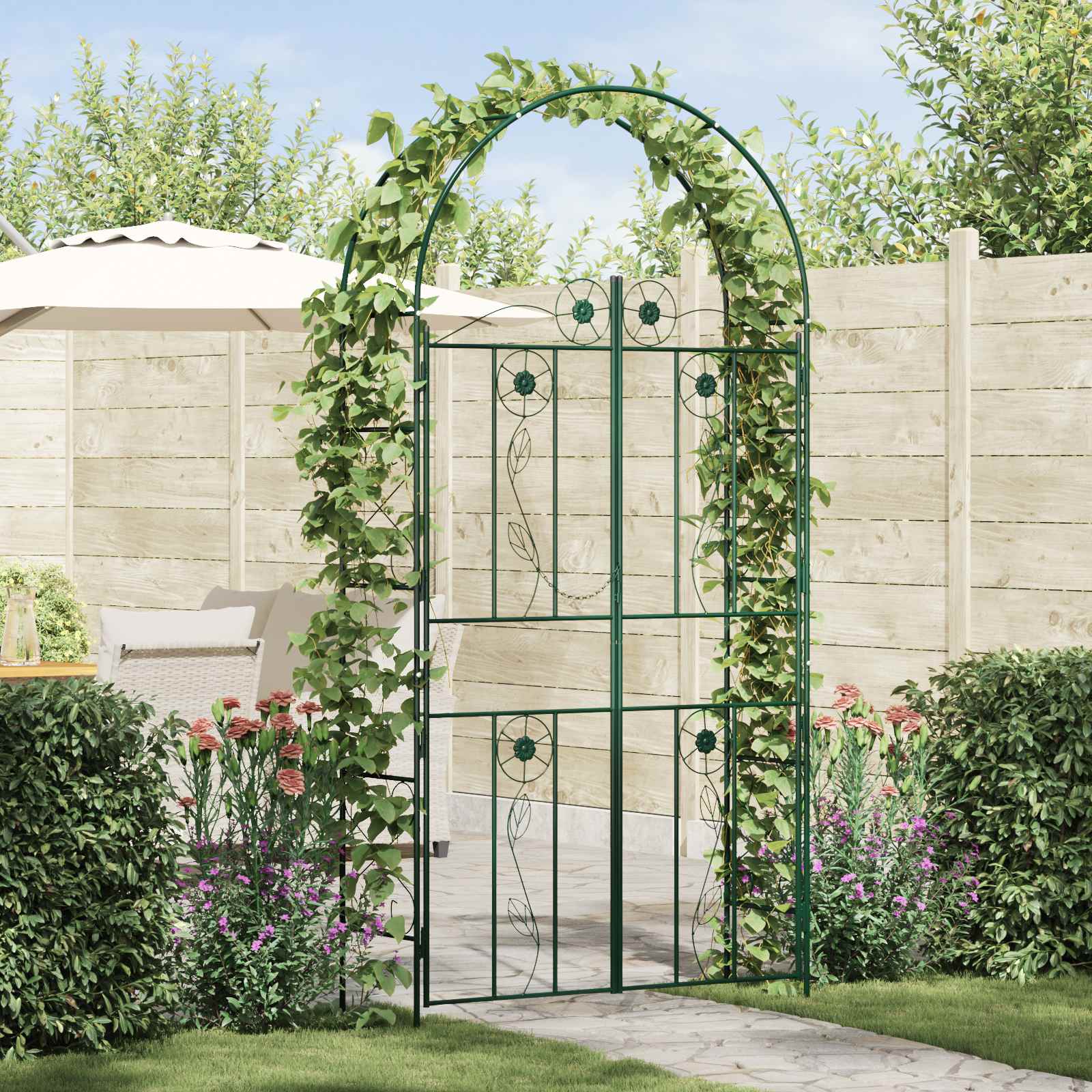 Vidaxl arche de jardin uni vert 115 x 37 x 226 cm