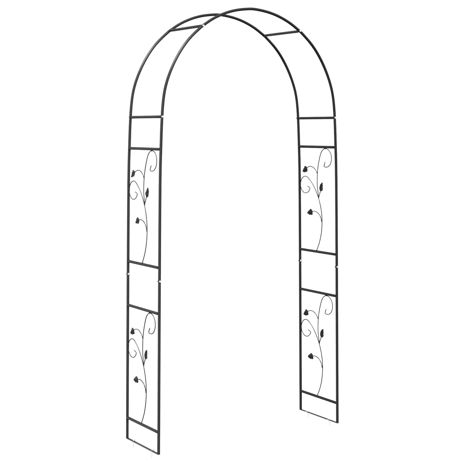 VidaXL Arche de jardin fleurs noir 115 x 37 x 231 cm