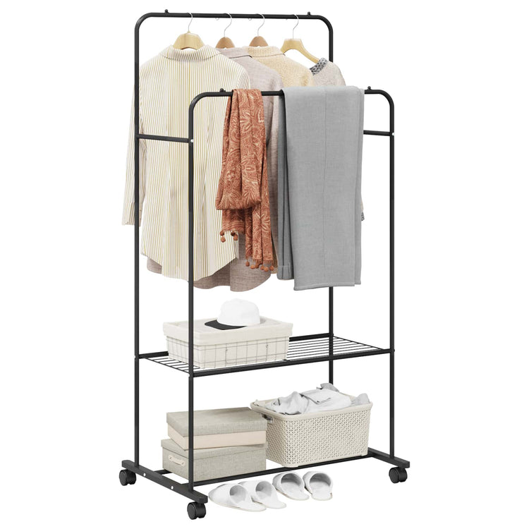 Vidaxx portant à vêtements avec étagère à roulettes avec rangement noir 80 x 53 x 156 cm