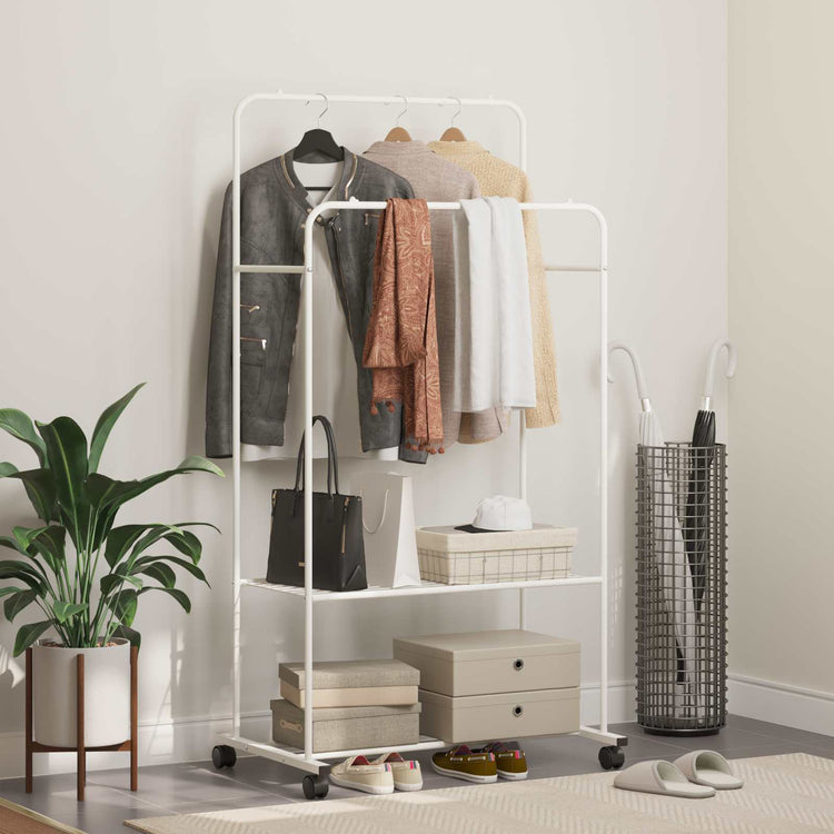 Vidaxx portant à vêtements avec étagère à roulettes avec rangement blanc 80 x 53 x 156 cm