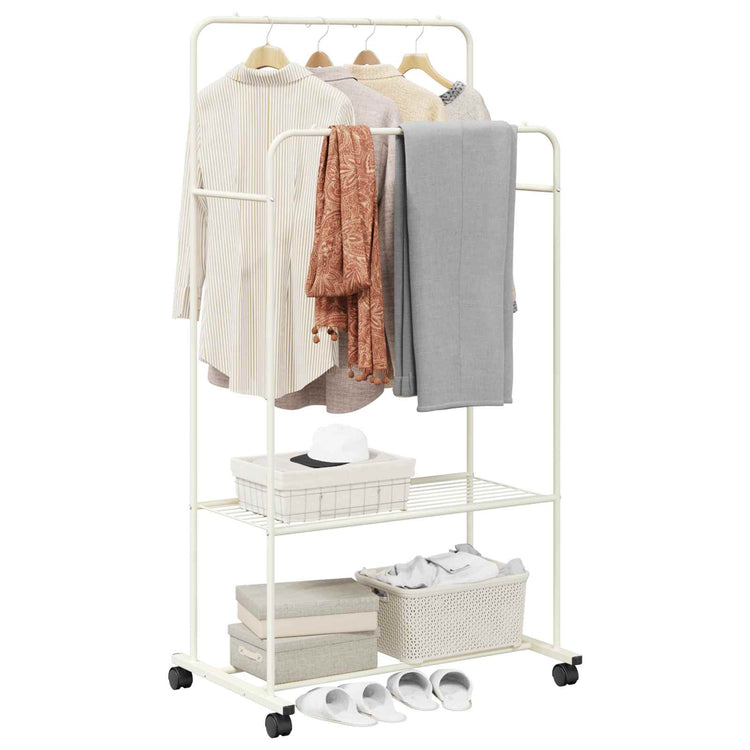 Vidaxx portant à vêtements avec étagère à roulettes avec rangement blanc 80 x 53 x 156 cm