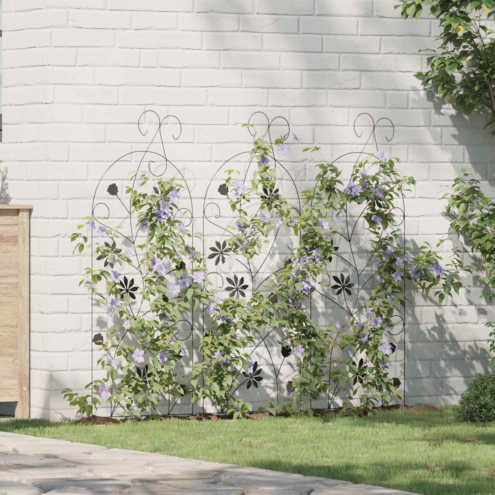 Vidaxl portail de jardin avec serrure 3 pcs noir 112 x 39,5 cm acier