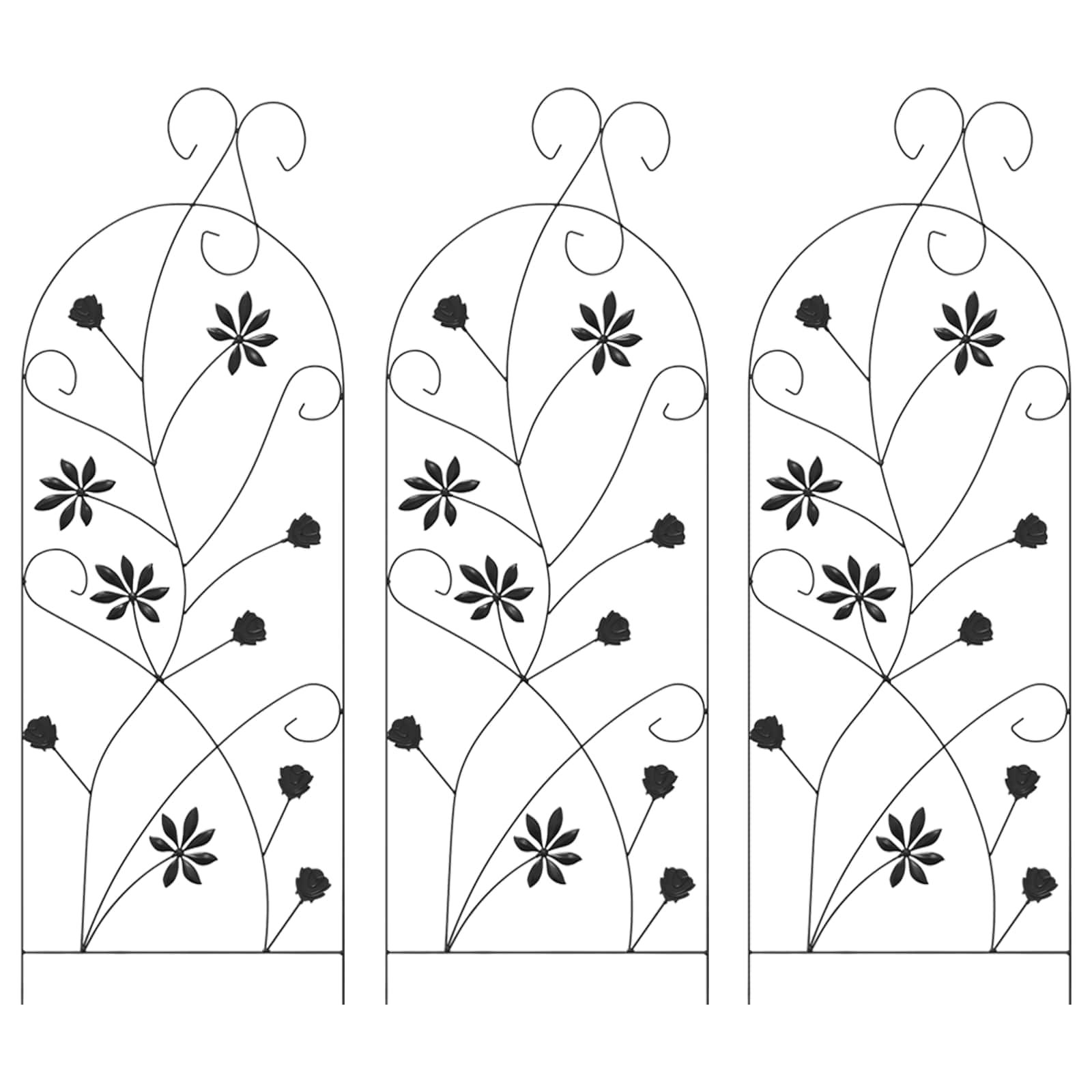 Vidaxl portail de jardin avec serrure 3 pcs noir 112 x 39,5 cm acier