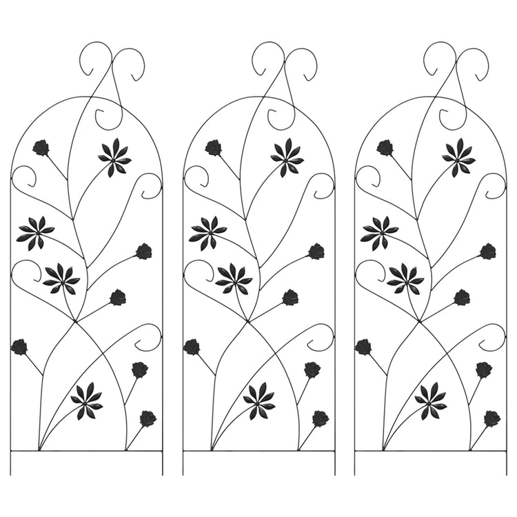 Vidaxl portail de jardin avec serrure 3 pcs noir 112 x 39,5 cm acier