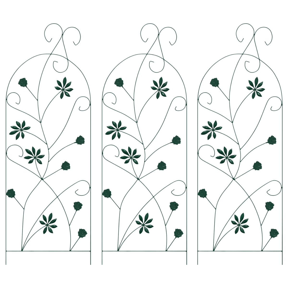 Vidaxl clôture de jardin 3 pcs vert 112 x 39,5 cm acier