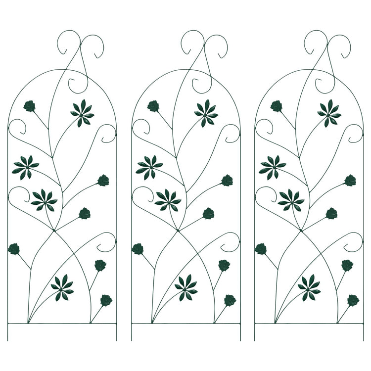 Vidaxl clôture de jardin 3 pcs vert 112 x 39,5 cm acier