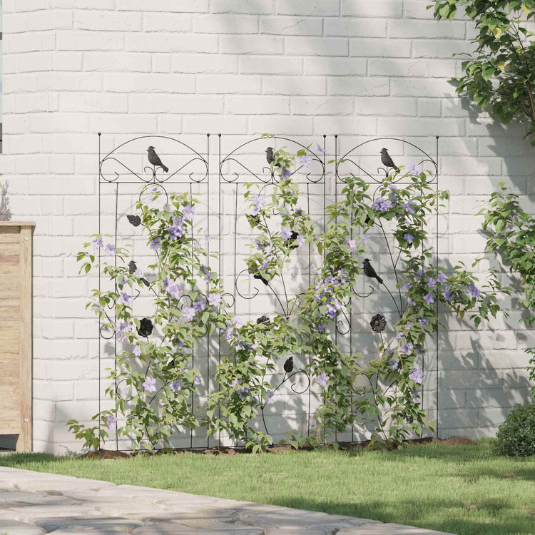 Vidaxl clôture de jardin 3 pcs noir 110 x 40 cm acier