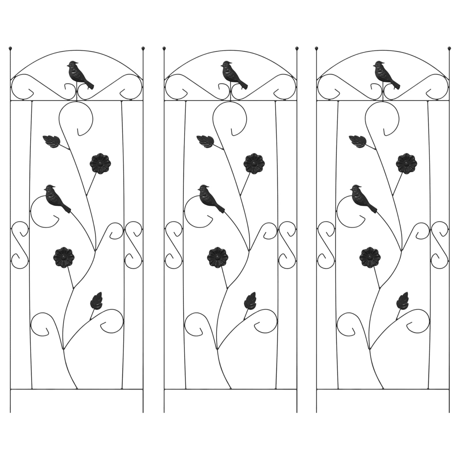 Vidaxl clôture de jardin 3 pcs noir 110 x 40 cm acier