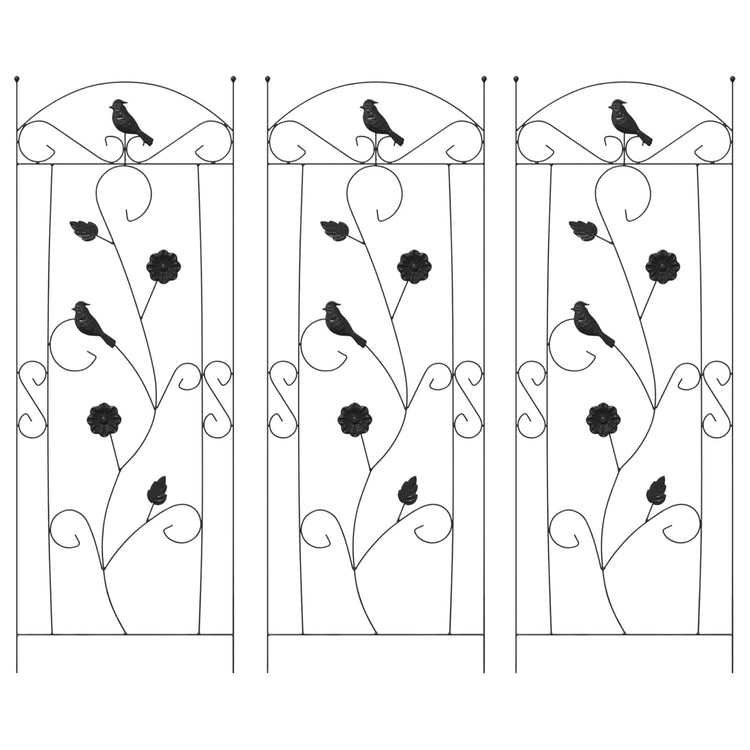 Vidaxl clôture de jardin 3 pcs noir 110 x 40 cm acier