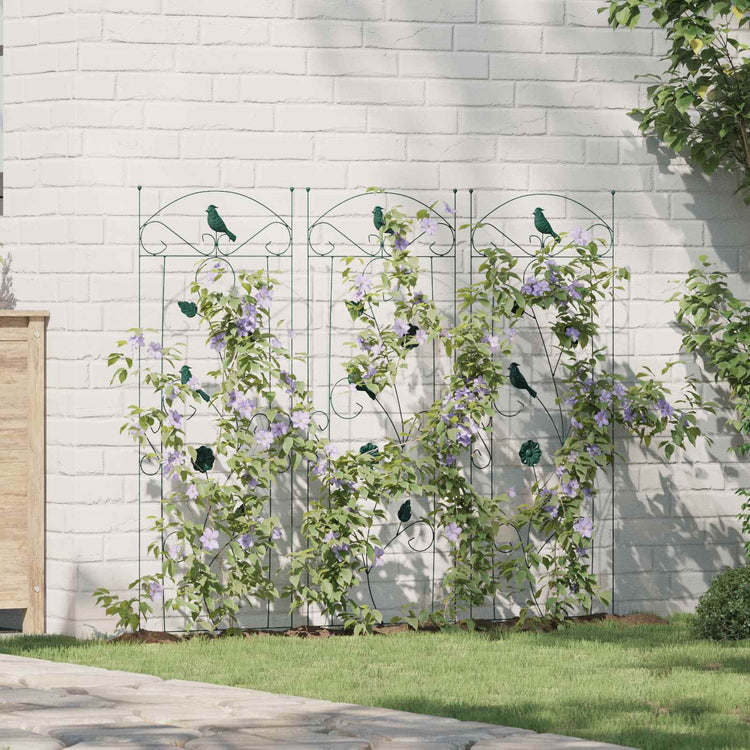 Vidaxl clôture de jardin 3 pcs vert 110 x 40 cm acier