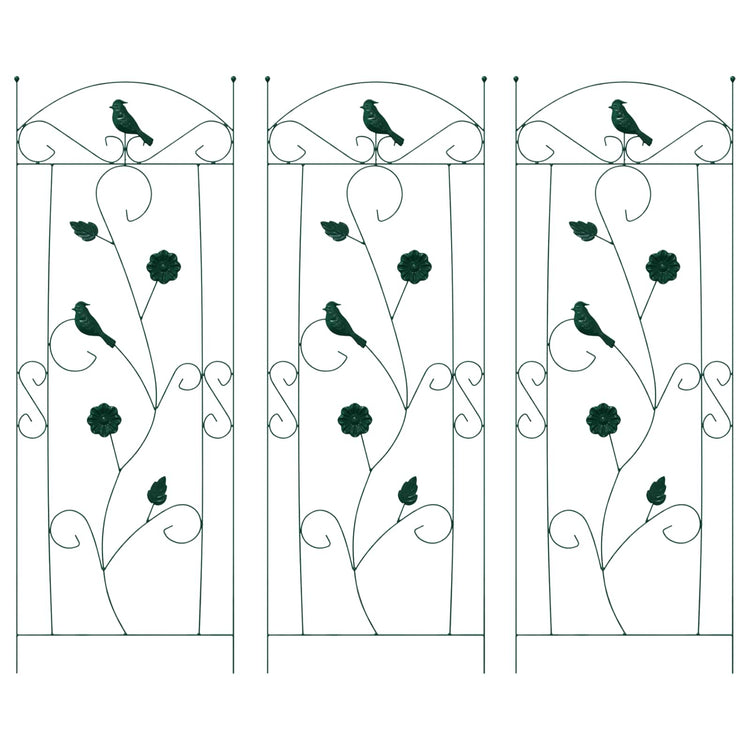 Vidaxl clôture de jardin 3 pcs vert 110 x 40 cm acier