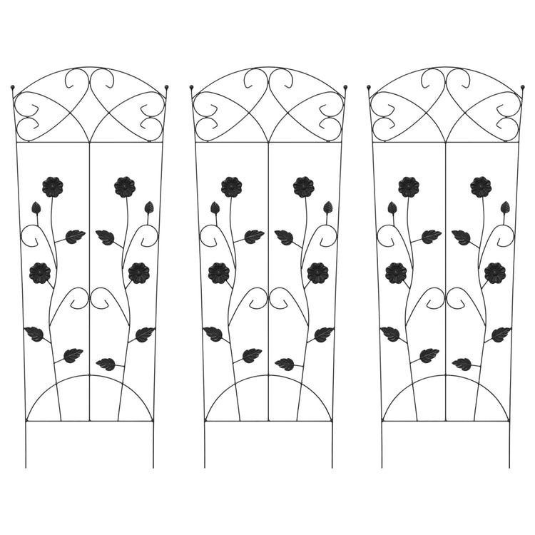 Vidaxl clôture de jardin 3 pcs noir 110,5 x 42,5 cm acier