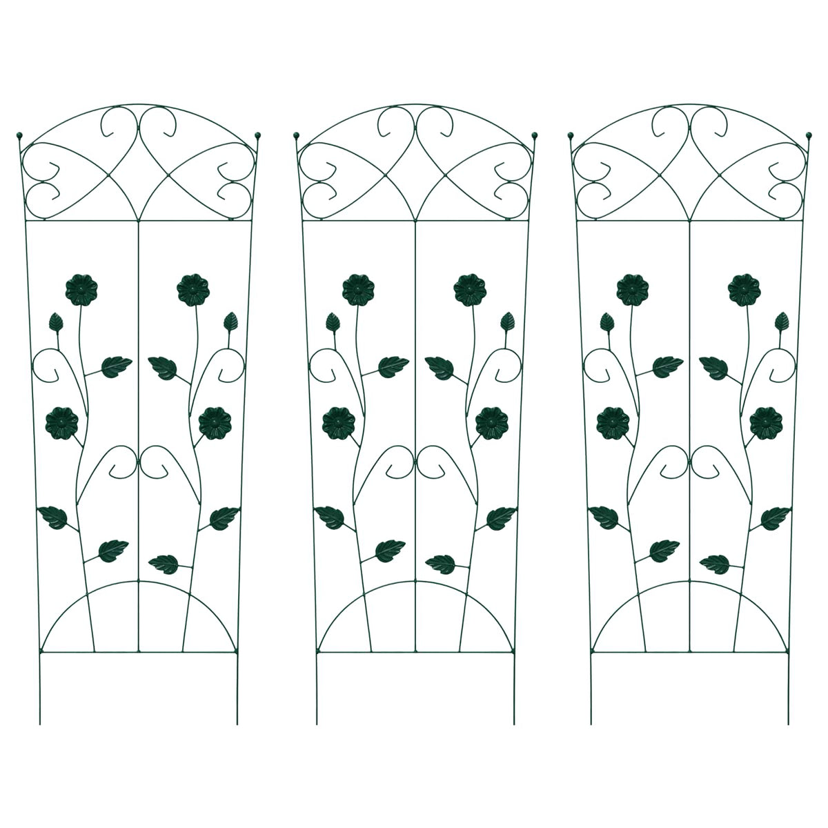 Vidaxl clôture de jardin 3 pcs vert 110,5 x 42,5 cm acier