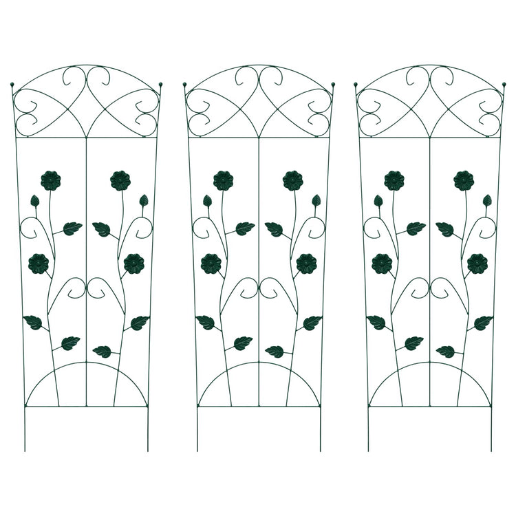 Vidaxl clôture de jardin 3 pcs vert 110,5 x 42,5 cm acier