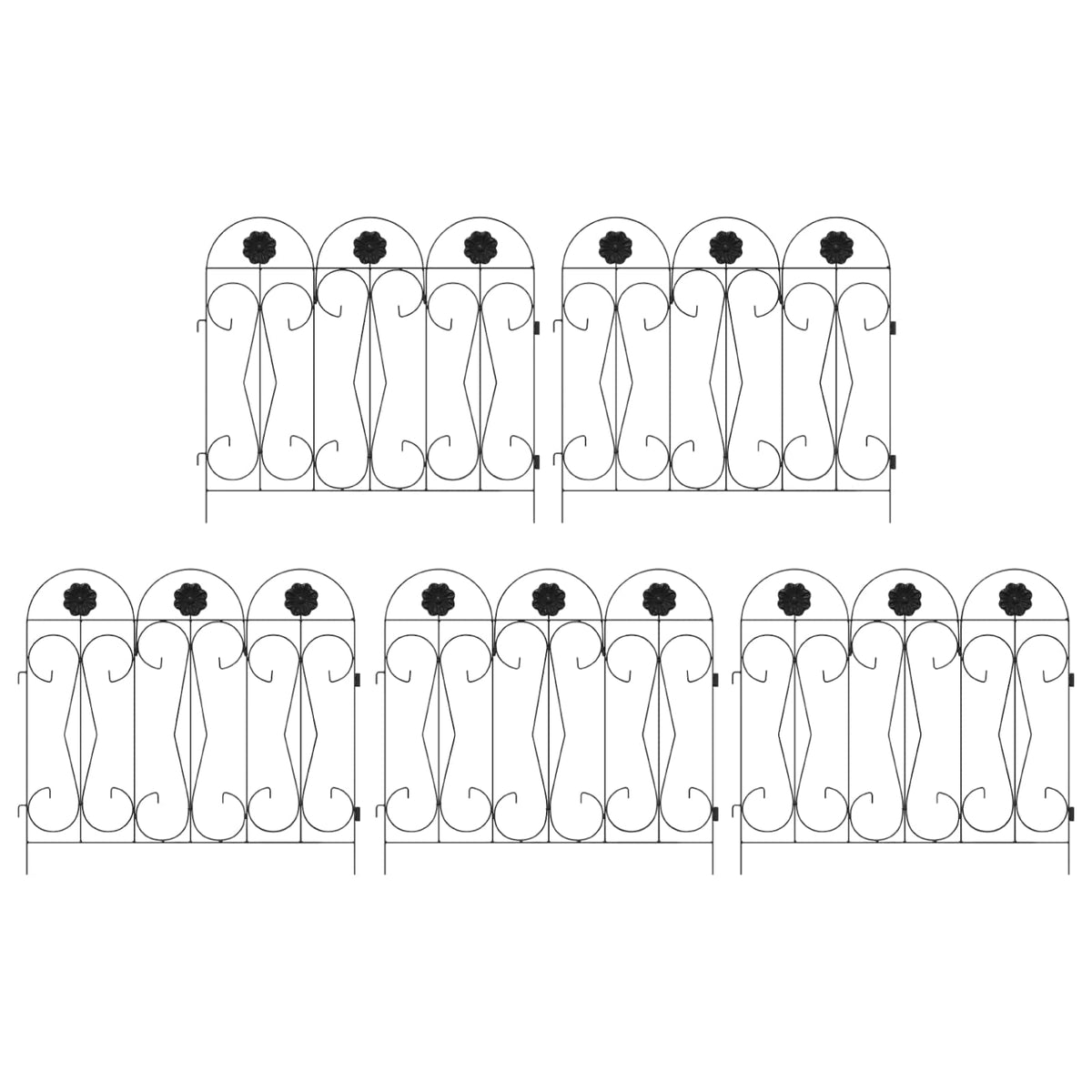 Vidaxl treillis de clôture de jardin noir 305,5 x 55,5 x 0,3 cm