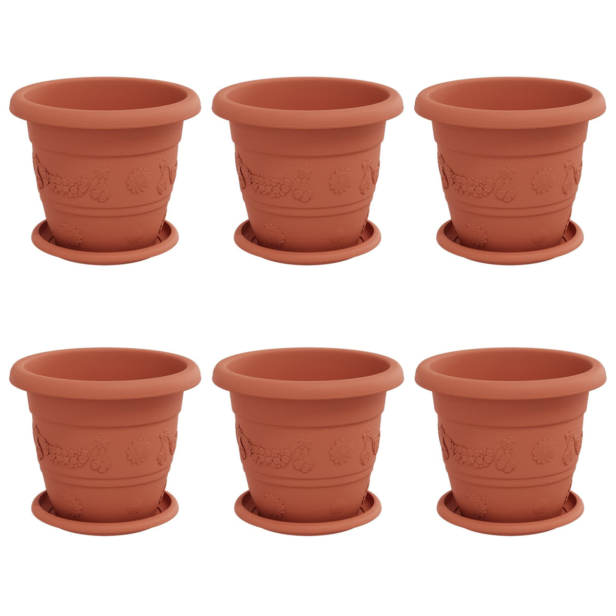Vidaxl pots de plantes 6 pcs rouge brique ø 26 x 21,5 cm en plastique