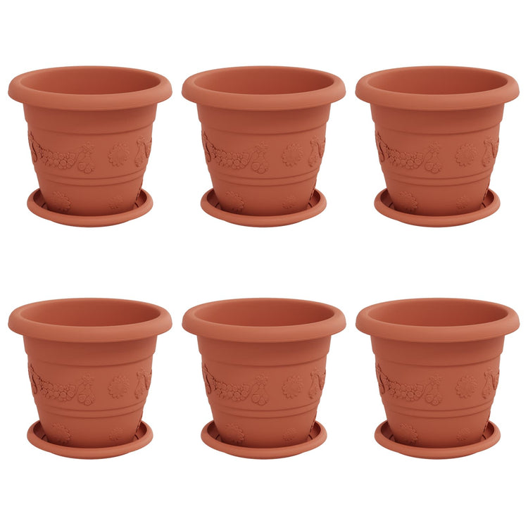 Vidaxl pots de plantes 6 pcs rouge brique ø 26 x 21,5 cm en plastique