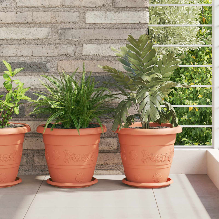 Vidaxl pots de plantes 6 pcs rouge brique ø 26 x 21,5 cm en plastique