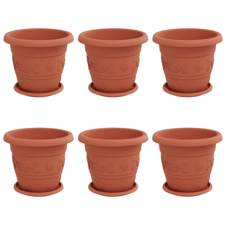 Vidaxl pots de plantes 6 pcs rouge brique ø 26 x 21,5 cm en plastique