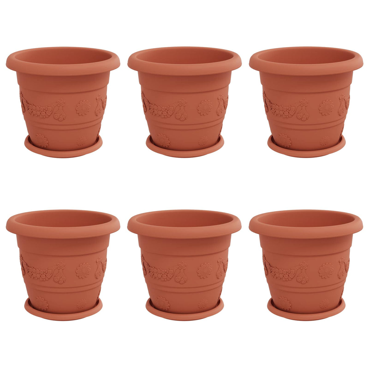 Vidaxl pots de plantes 6 pcs rouge brique ø 26 x 21,5 cm en plastique