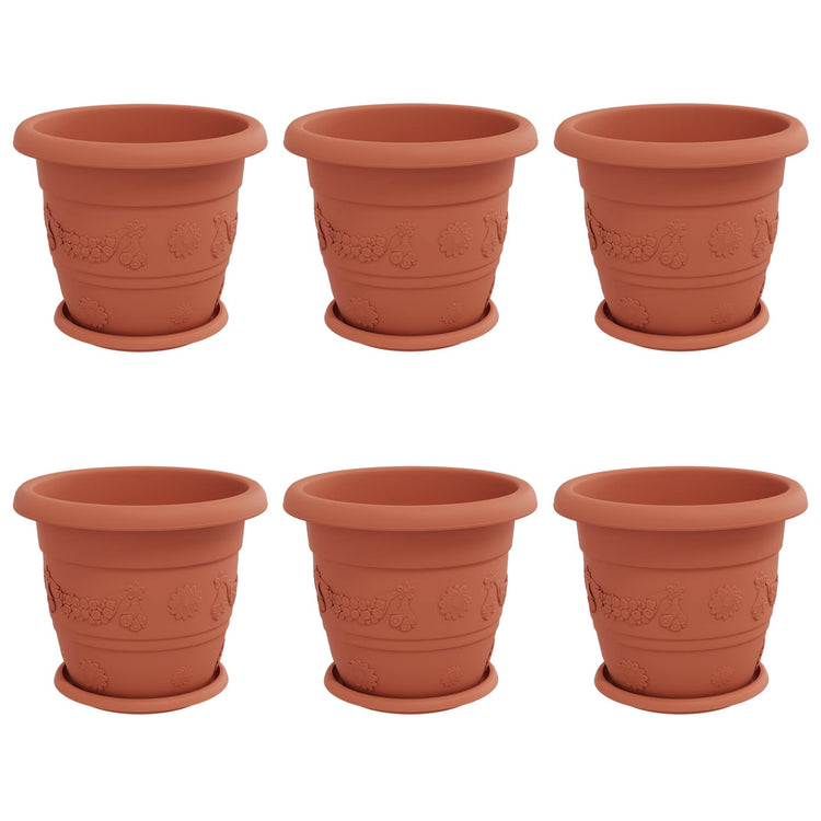 Vidaxl pots de plantes 6 pcs rouge brique ø 26 x 21,5 cm en plastique