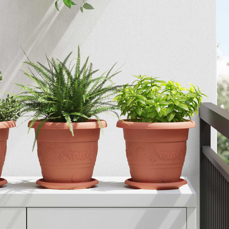Vidaxxl pots de plantes 24 pcs rouge brique ø 26 x 21,5 cm en plastique
