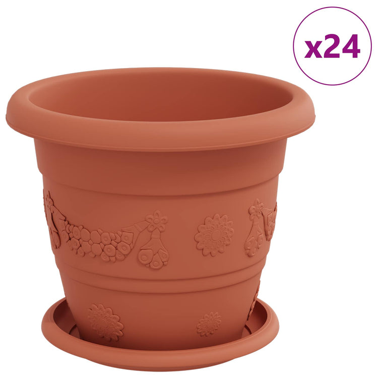 Vidaxxl pots de plantes 24 pcs rouge brique ø 26 x 21,5 cm en plastique