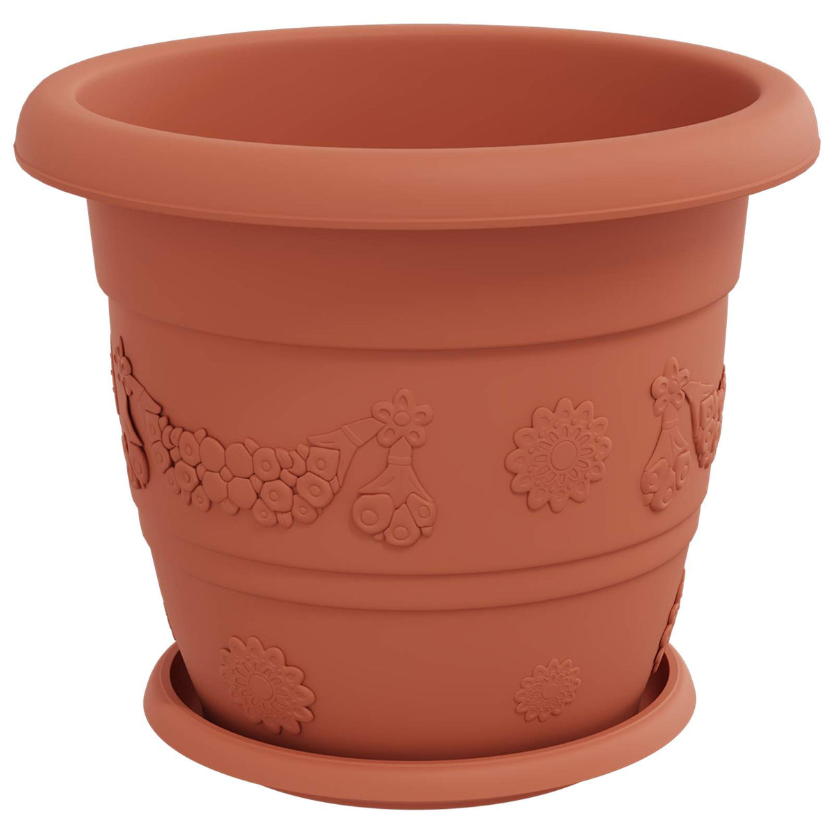 Vidaxxl pots de plantes 24 pcs rouge brique ø 26 x 21,5 cm en plastique