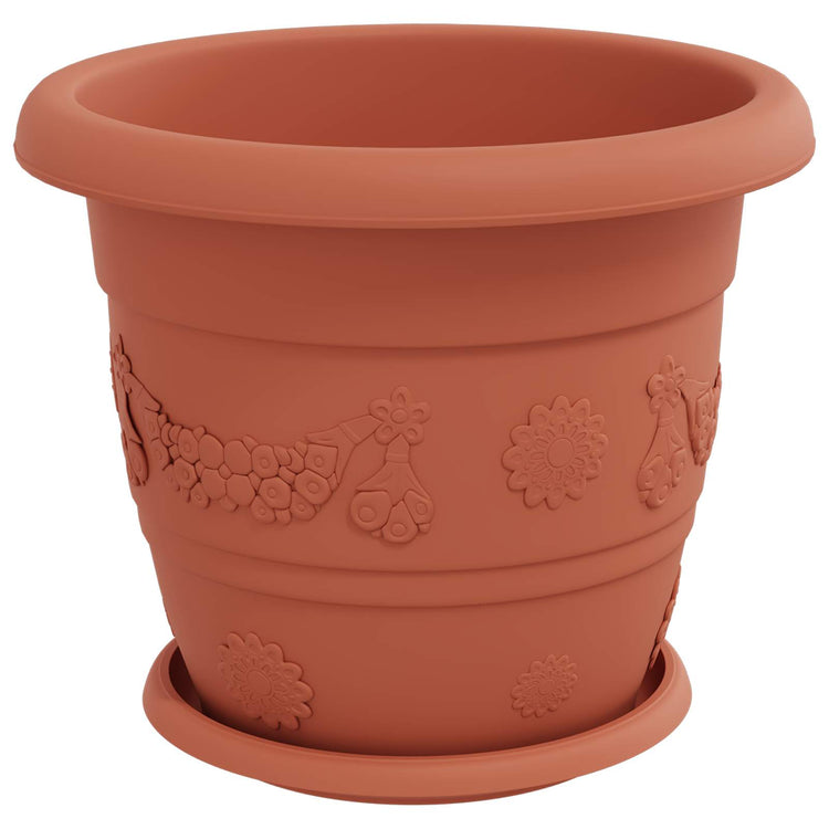 Vidaxxl pots de plantes 24 pcs rouge brique ø 26 x 21,5 cm en plastique