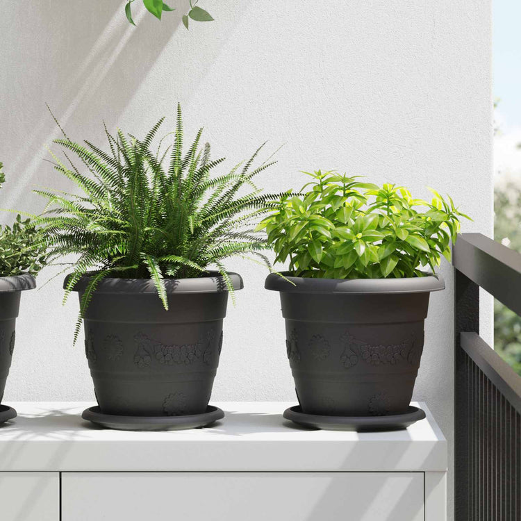 Vidaxxl pots de plantes 24 pcs noir ø 26 x 21,5 cm en plastique