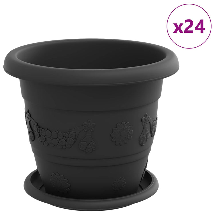Vidaxxl pots de plantes 24 pcs noir ø 26 x 21,5 cm en plastique