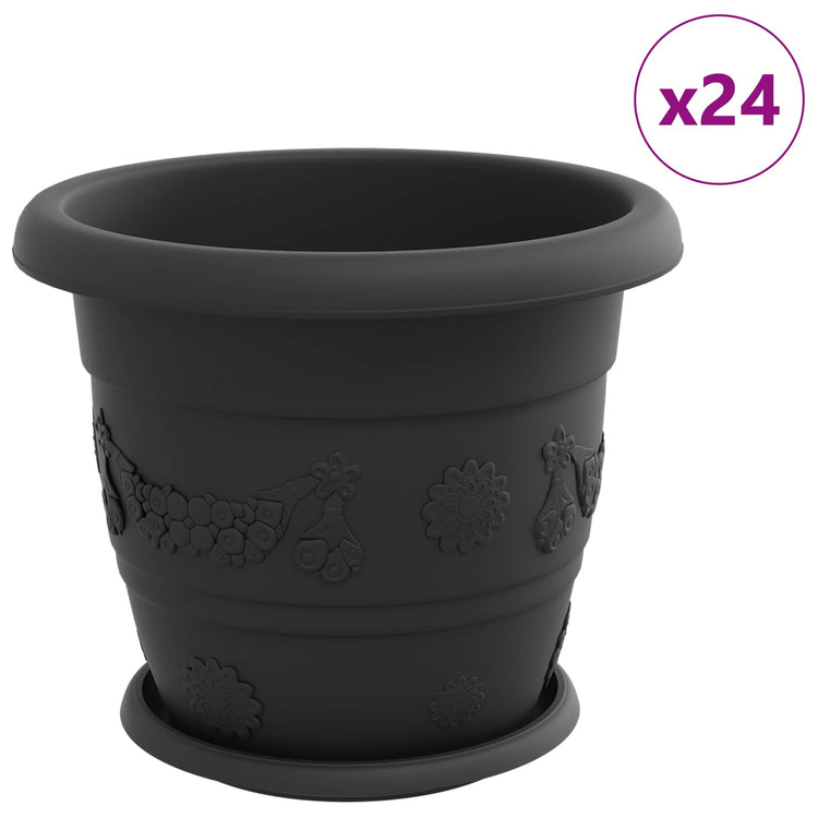 Vidaxxl pots de plantes 24 pcs noir ø 26 x 21,5 cm en plastique