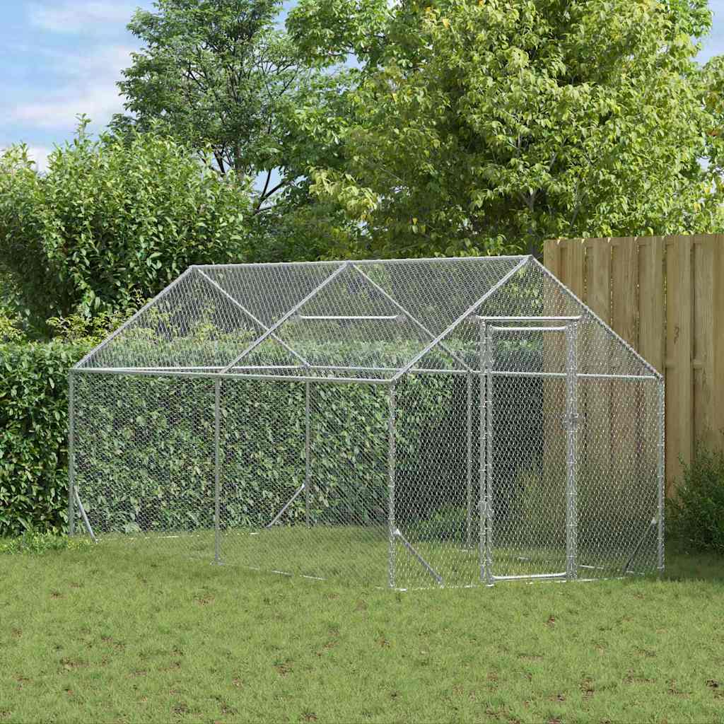 Vidaxx poulailler argent 400x170x177cm acier galvanisé