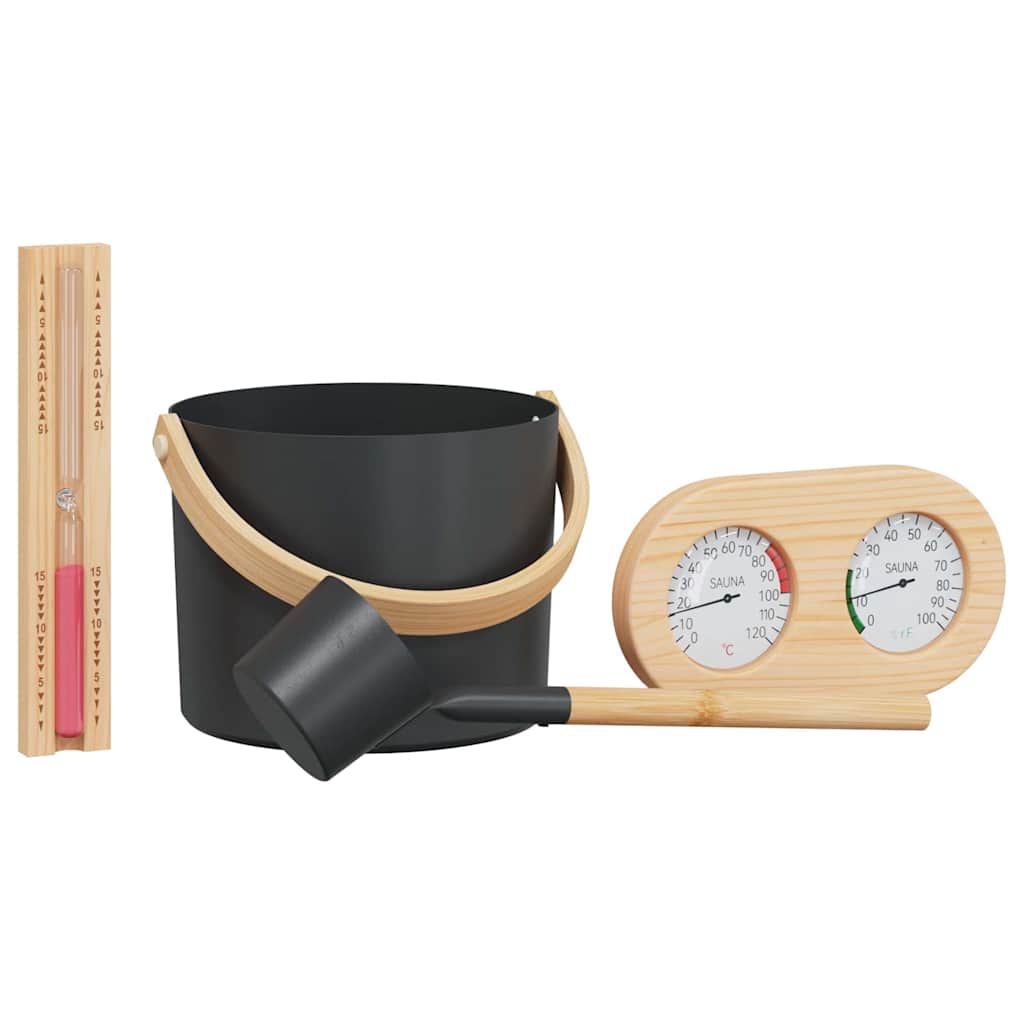 VidaXL ensemble d'accessoires de sauna 4 pièces noir