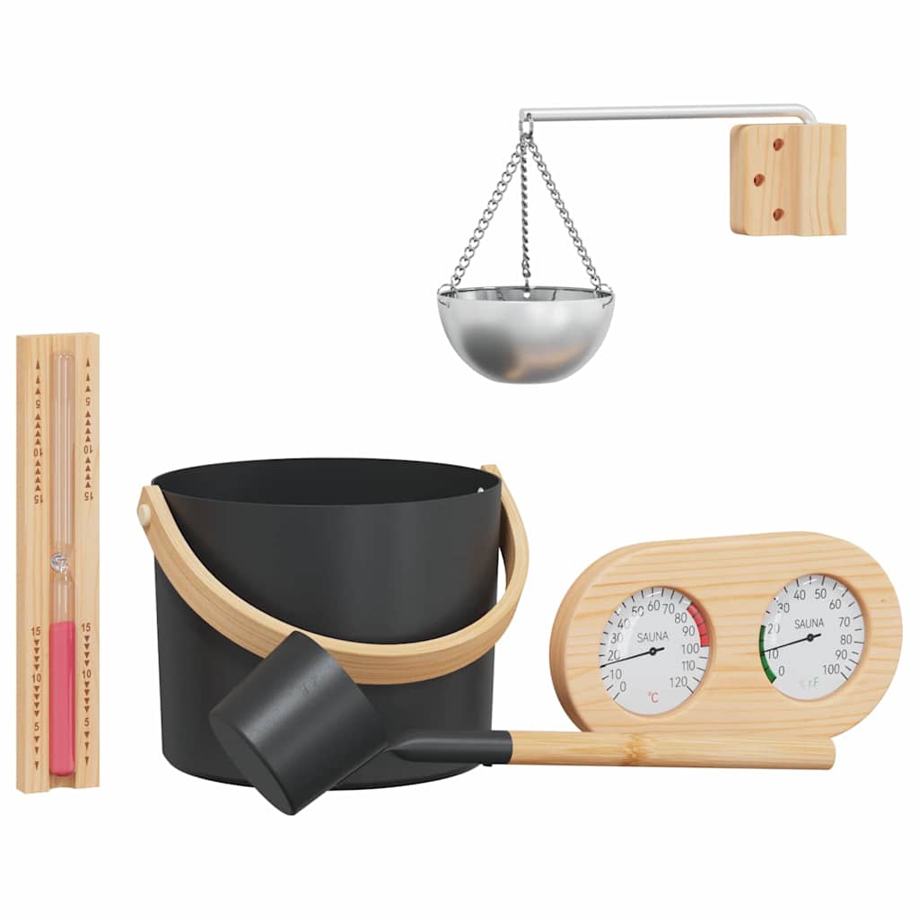 VidaXL ensemble d'accessoires de sauna 5 pièces noir