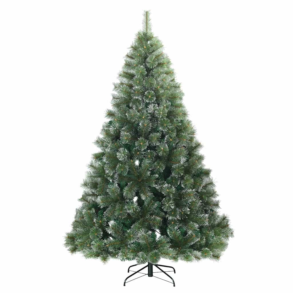Vidaxl sapin de Noël artificiel avec branches plumeuses, vert enneigé 180 cm