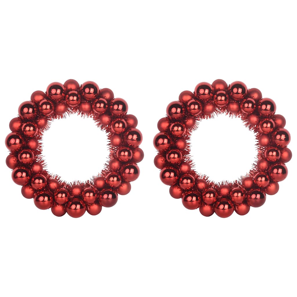 Vidaxx couronnes de boules de Noël 2 pcs rouge 33 x 33 x 7 cm polystyrène