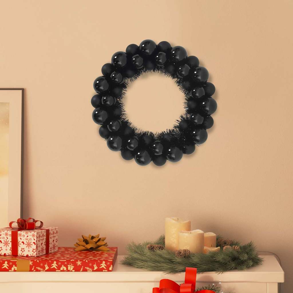 Vidaxx couronnes de boules de Noël 2 pcs noir 33 x 33 x 7 cm polystyrène