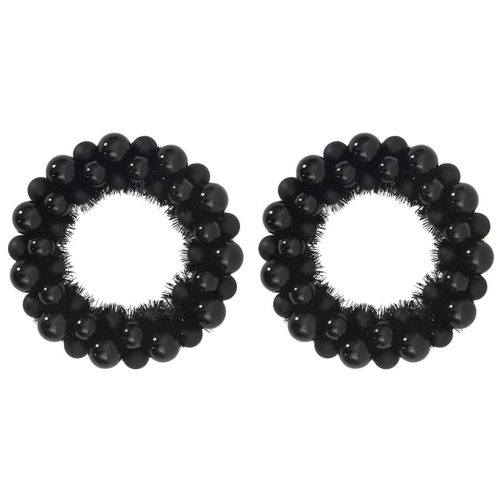 Vidaxx couronnes de boules de Noël 2 pcs noir 33 x 33 x 7 cm polystyrène