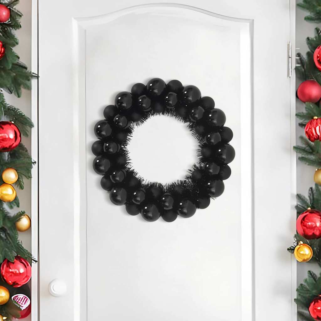 Vidaxx couronnes de boules de Noël 2 pcs noir 33 x 33 x 7 cm polystyrène