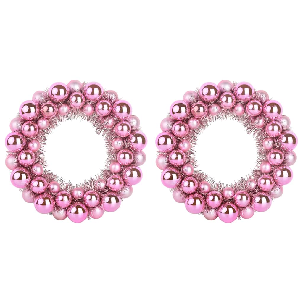 Vidaxl couronnes de boules de Noël 2 pcs rose 33 x 33 x 7 cm polystyrène