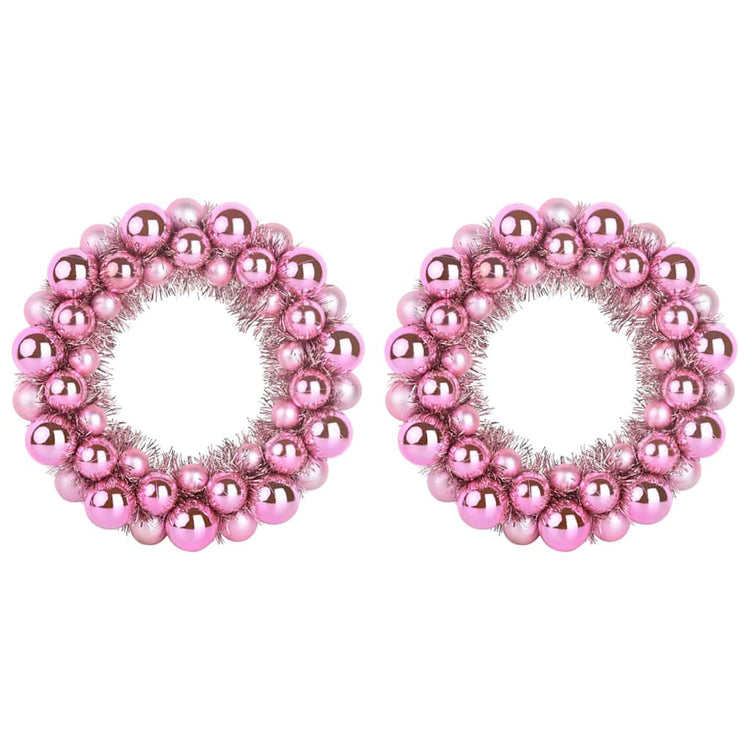 Vidaxl couronnes de boules de Noël 2 pcs rose 33 x 33 x 7 cm polystyrène