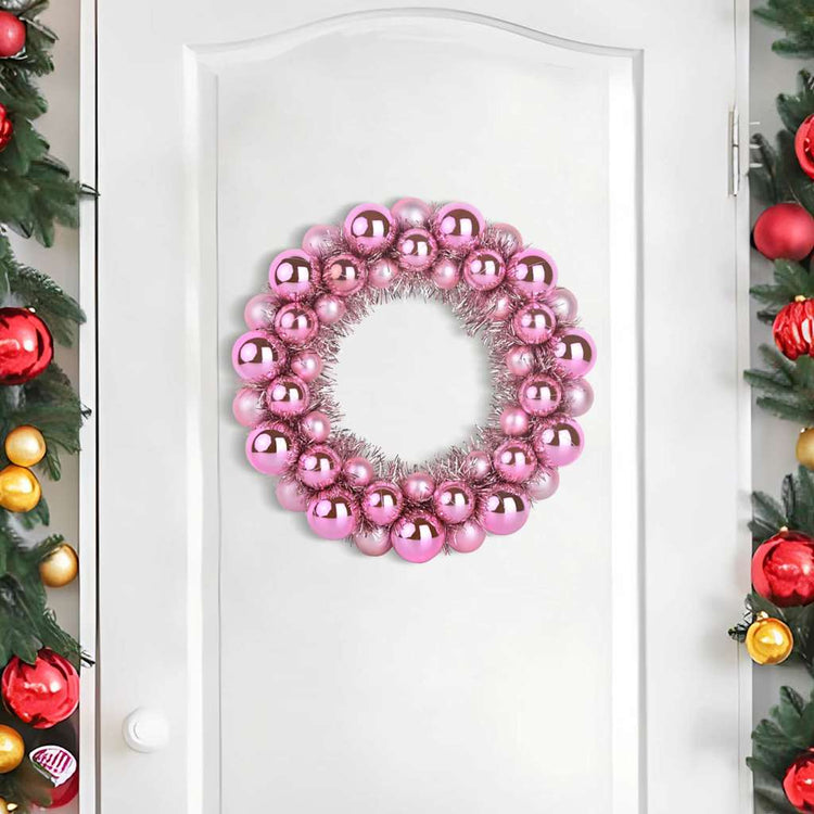 Vidaxl couronnes de boules de Noël 2 pcs rose 33 x 33 x 7 cm polystyrène