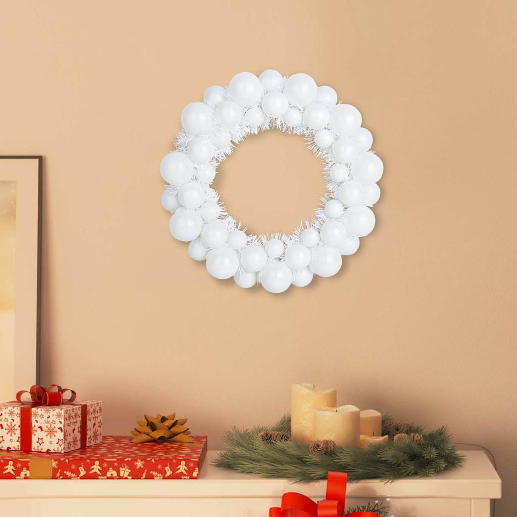 VidaXL couronnes de boules de Noël 2 pcs blanc 33 x 33 x 7 cm polystyrène