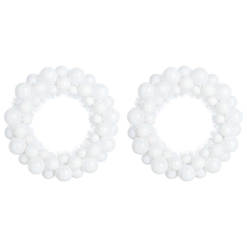 VidaXL couronnes de boules de Noël 2 pcs blanc 33 x 33 x 7 cm polystyrène