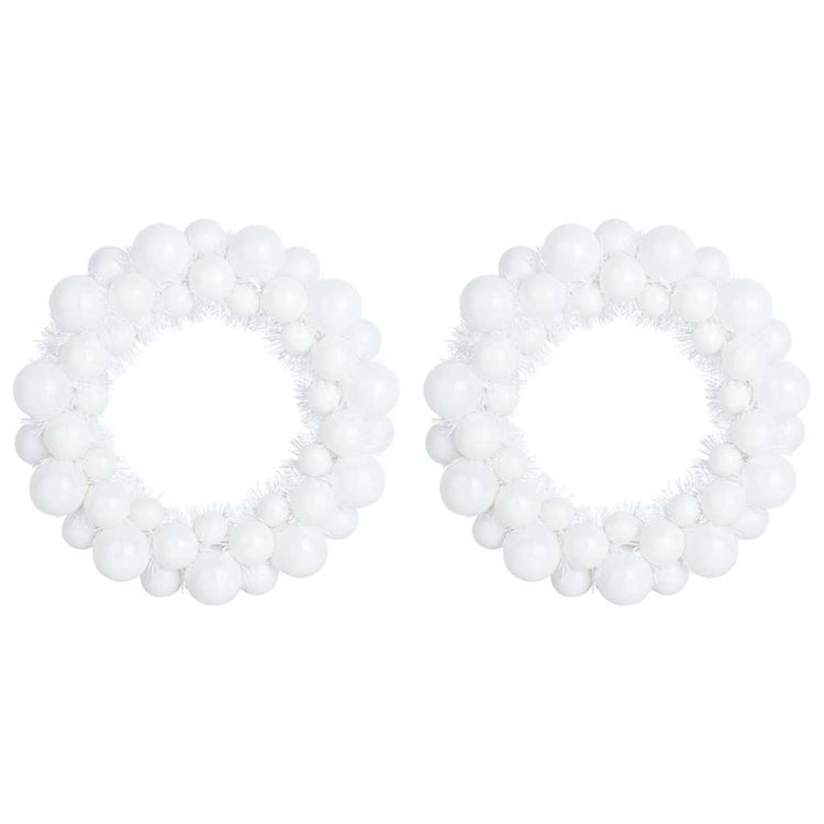 VidaXL couronnes de boules de Noël 2 pcs blanc 33 x 33 x 7 cm polystyrène